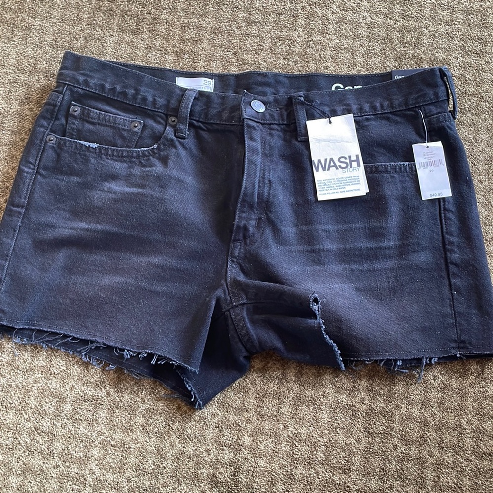 Mid Rise Black Jean Shorts
